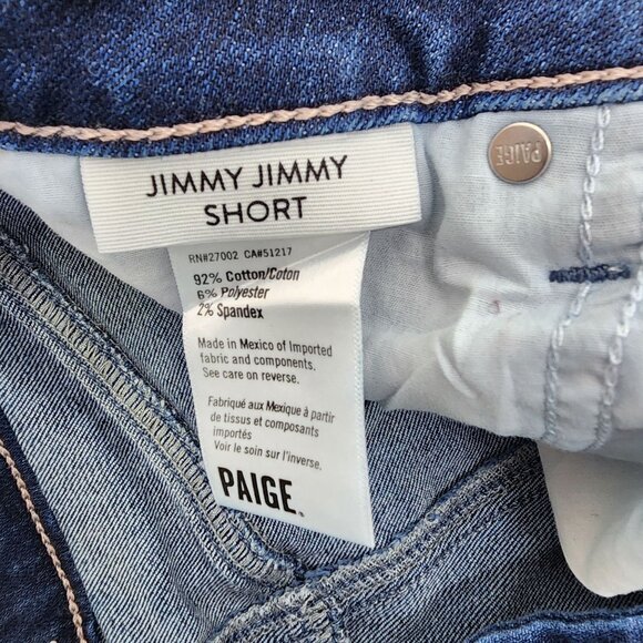 Paige Jimmy Jimmy Short Womens Denim Shorts Size 28 With Zipper & Button Closure - Picture 4 of 9